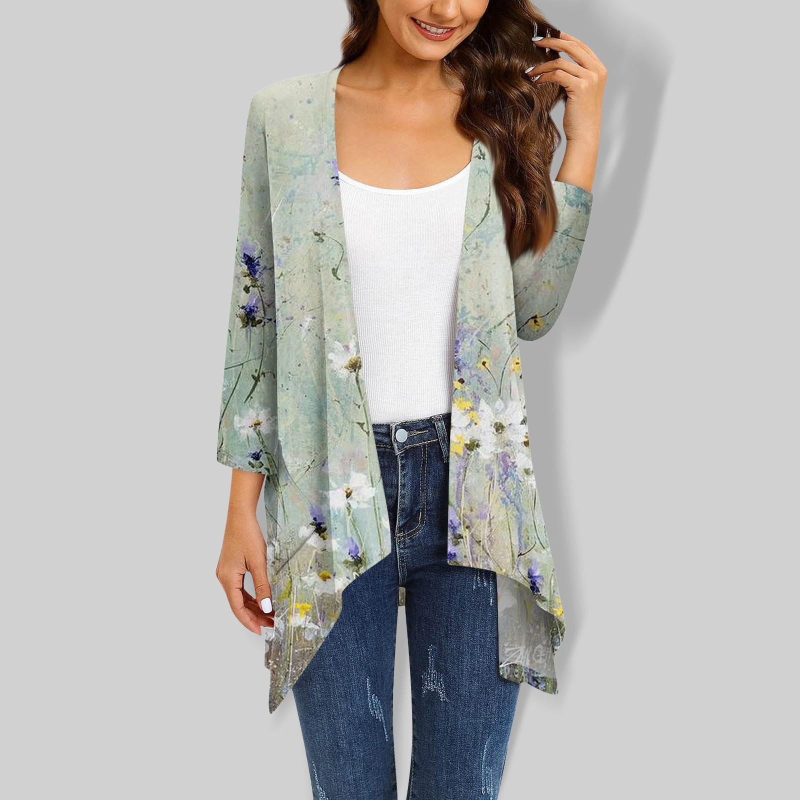 

Женский кардиган неправильной формы с градиентным принтом и рукавами три четверти, куртка с карманами XXXL