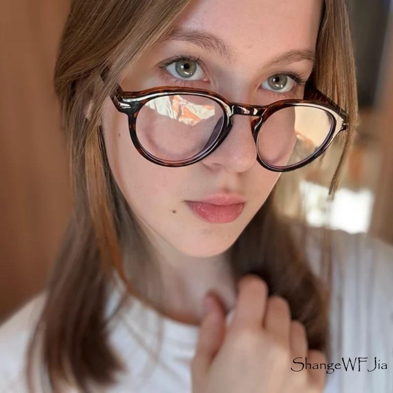Anti-Blaulicht-Brillengestell Neues Mode-Rundbrillengestell Damen Herren Einfache Retro-Brille Korrektionsbrille
