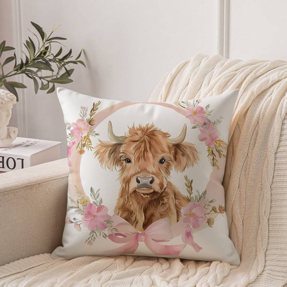 Cute Highland Cow Pillow Case Home Decor Throw For Sofa Bed Car Room Decor Gift Idea