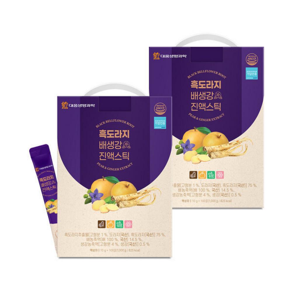 Daewoong Life Science Domestic Black Balloon Flower, Pear, Ginger Extract Stick, Jujube, Sugar-fed Honey, Contains Vitamin C, 2 Boxes, 10g