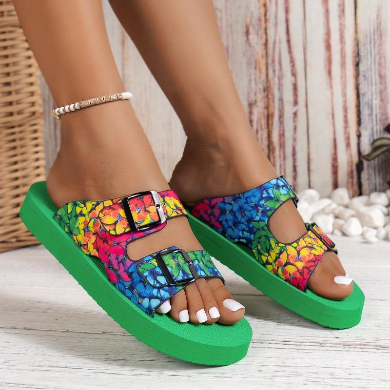 Button-up Double-breasted Thick-soled Women's Shoes for Beach Comfort, Lightness and Flip-flops
