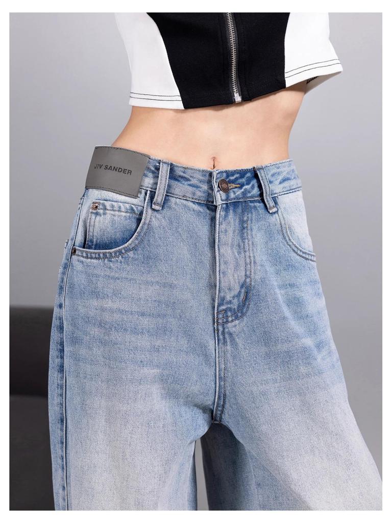 Hong Kong Retro High-Waist Women's Slimming Wide-Leg Jeans 2025