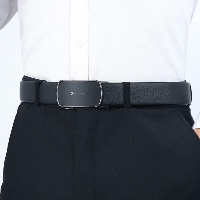 Goldlion Men's Automatic Buckle Leather Belt with Gift Box