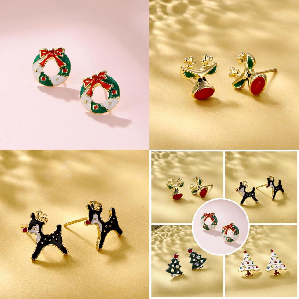 Boucles d'oreilles Arbre de Noël en alliage festif Bijoux élégants de fête pour femmes
