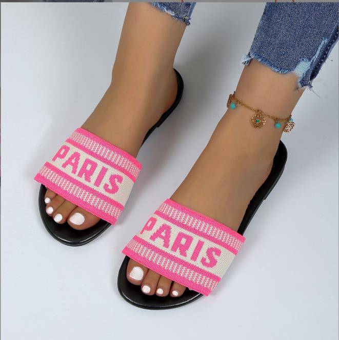 Fashion Fashionable Classic Simplicity Sandals Women'S New 2025 Slippers Cloth Cover Letter Outdoor Casual Flat Bottom Slippers