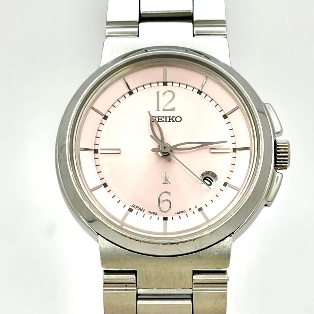 Used [New Battery] SEIKO Lukia Ladies Watch Pink Silver Date 7N82-6E00 000461