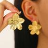 Stainless Steel Petal Flower Earrings Distinctive Gold Flower Earrings Adornment Portable Ear Studs Charm for Parties