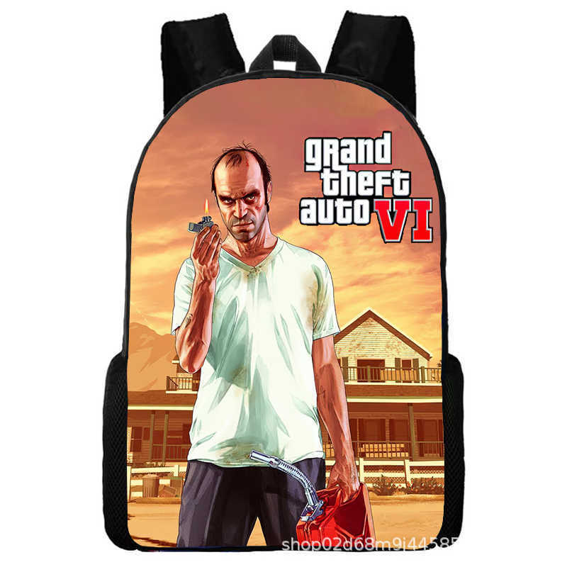 Grand Theft Auto Grand Theft Auto Peripheral Animation Backpack Men's and Women's School Bags