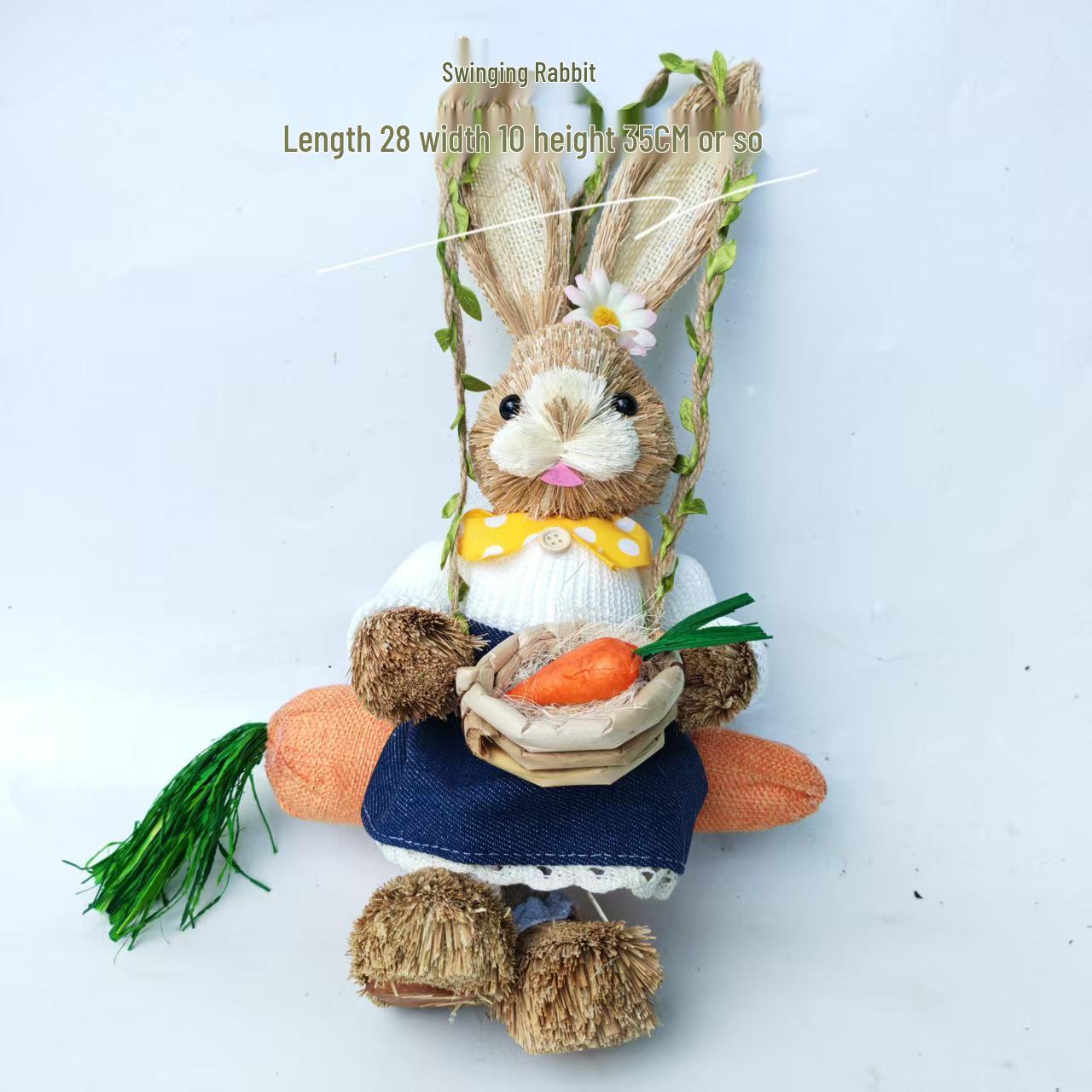 

Handmade Straw Woven Rabbit Ornament - Cute Mori Style for Christmas & Easter