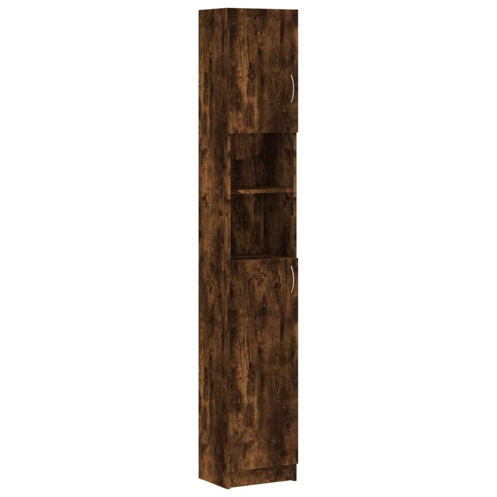 Bathroom Cabinet Smoked Oak Finish 32 x 25.5 x 190 cm Particleboard