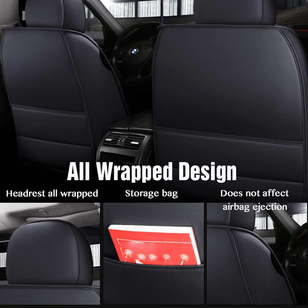 11PCS 5 Seats Car Seat Covers Automobiles Seat Covers Protector Cushion Deluxe PU Leather Front+Rear Full Set SUV Truck