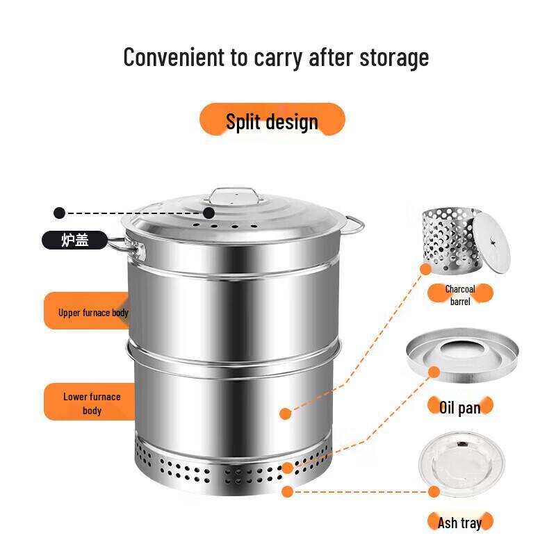 Suncojia Großer Outdoor Holzkohle BBQ Trommel Smoker & Bräter