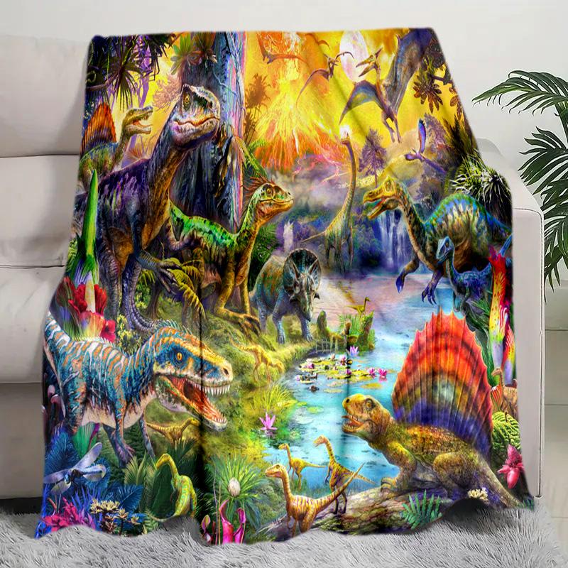 Dinosaur Adventure Blanket Perfect All Seasons Soft Comfortable Sofa Office Nap Travel Birthday Gift Christmas Present