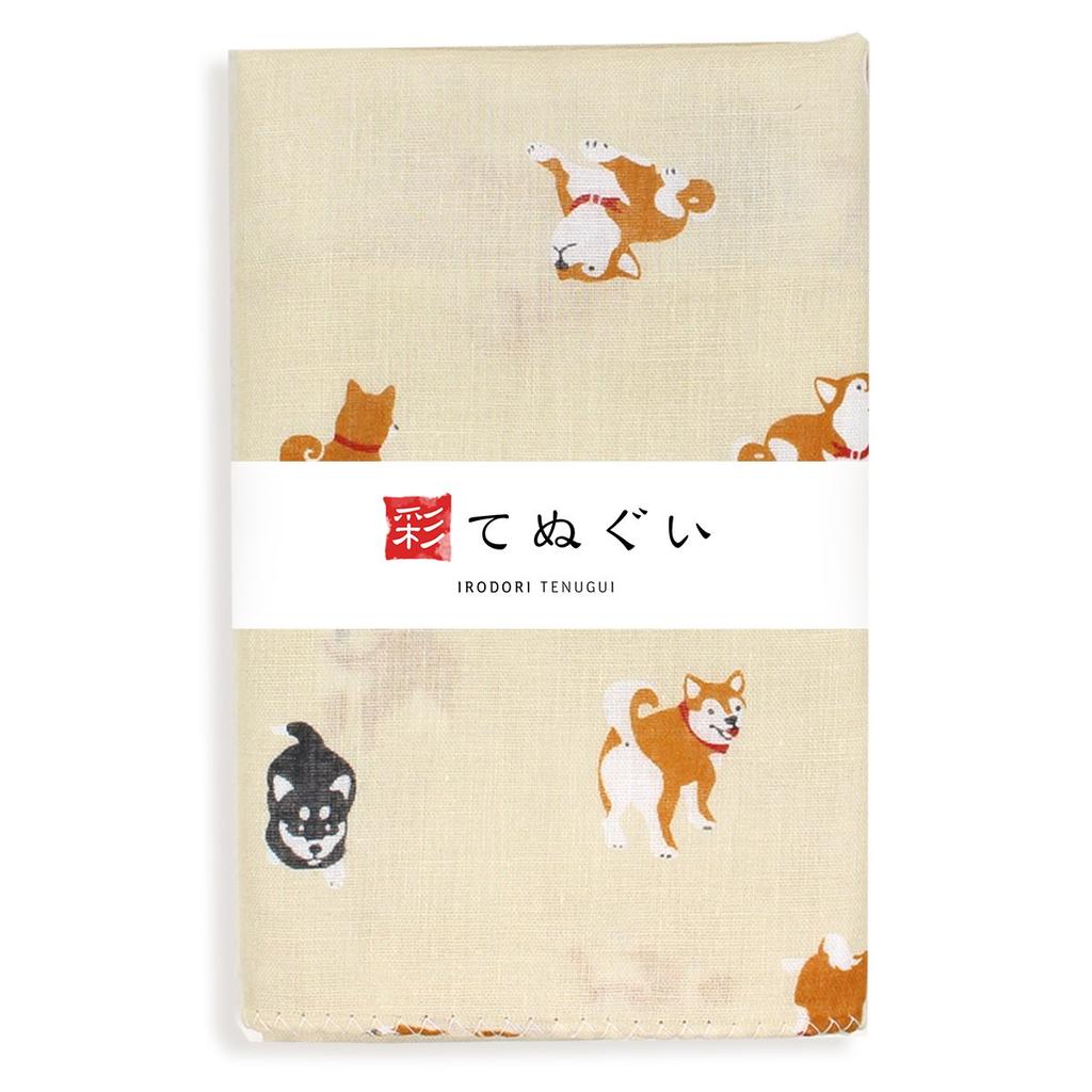 Irodori Gauze Tenugui Gauze Set of 33 x 88cm (Tenugui) Double-Layered Fabric, 5, Approx. (Animal Print, Fray-Resistant)