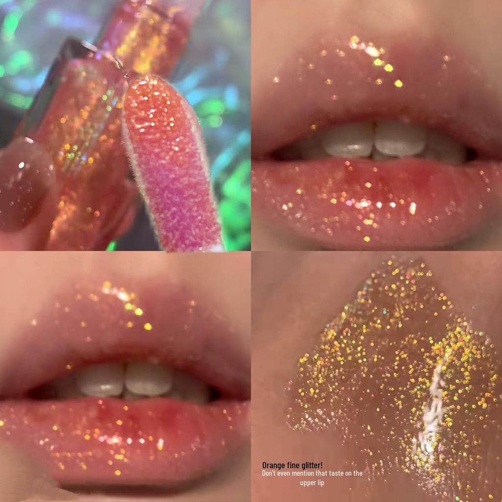 Chameleon Color-Changing Pearlescent Lip Gloss: Spring/Summer Glitter with Mirror Shine and Fine Shimmer