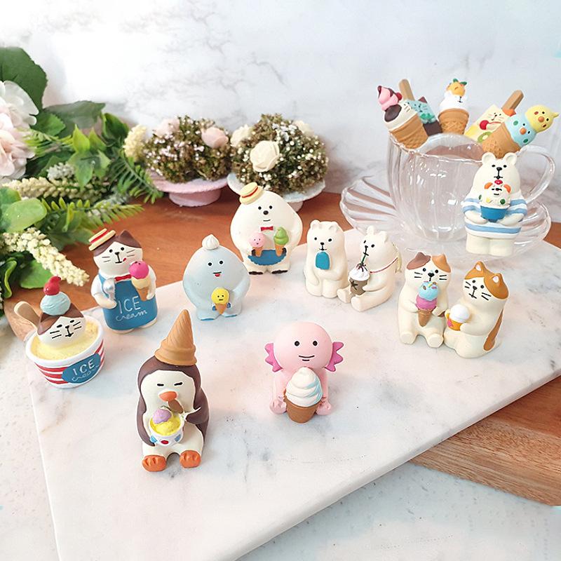Cute handmade figurine  Snowman ice cream home desk resin small figurine craft item