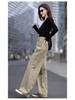 Women's Khaki Wide-Leg Jeans, New 2026 Style - Loose, Slimming, Versatile Straight-Leg for Spring & Autumn