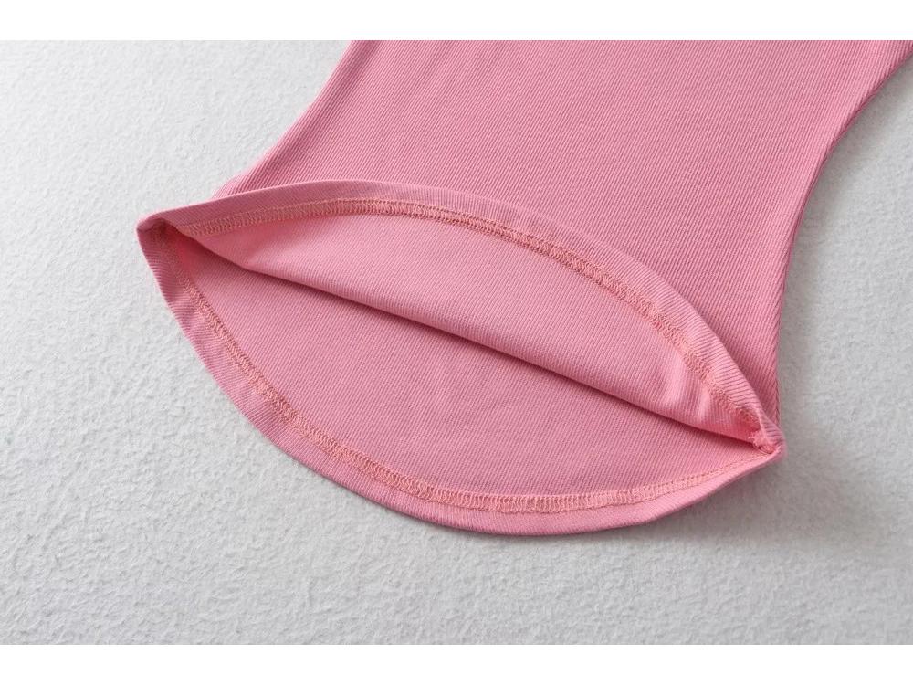 2025 Summer Women's Sleeveless Half-High Neck Fitted Vest with Curved Hem