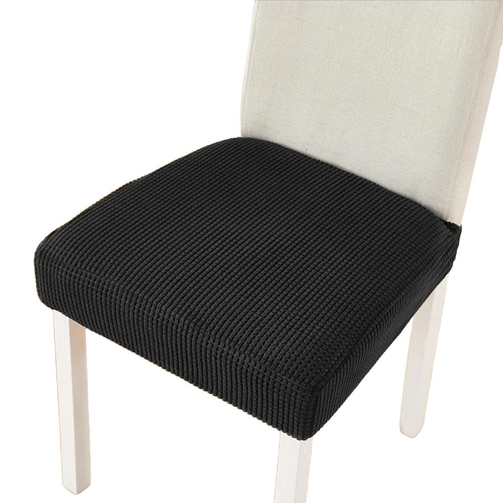 Elastic Stretch Seat Covers for Dining Chairs Waterproof Solid Color Chair Seat Slipcovers Removable Jacquard Cushion Slipcovers