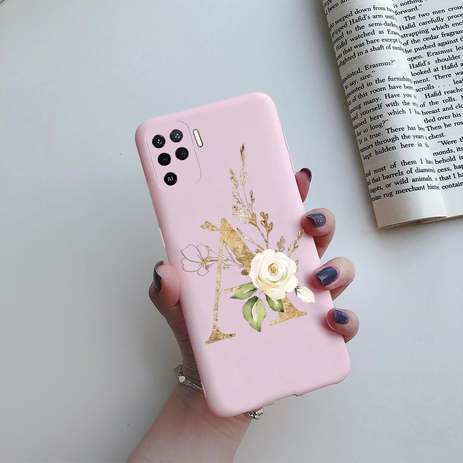 Phone Cases For OPPO A94 F19 Pro Reno 5 Lite Silicone Back Soft Case Cute Letters Cover Shockproof Bumper For OPPO A94 5G Case