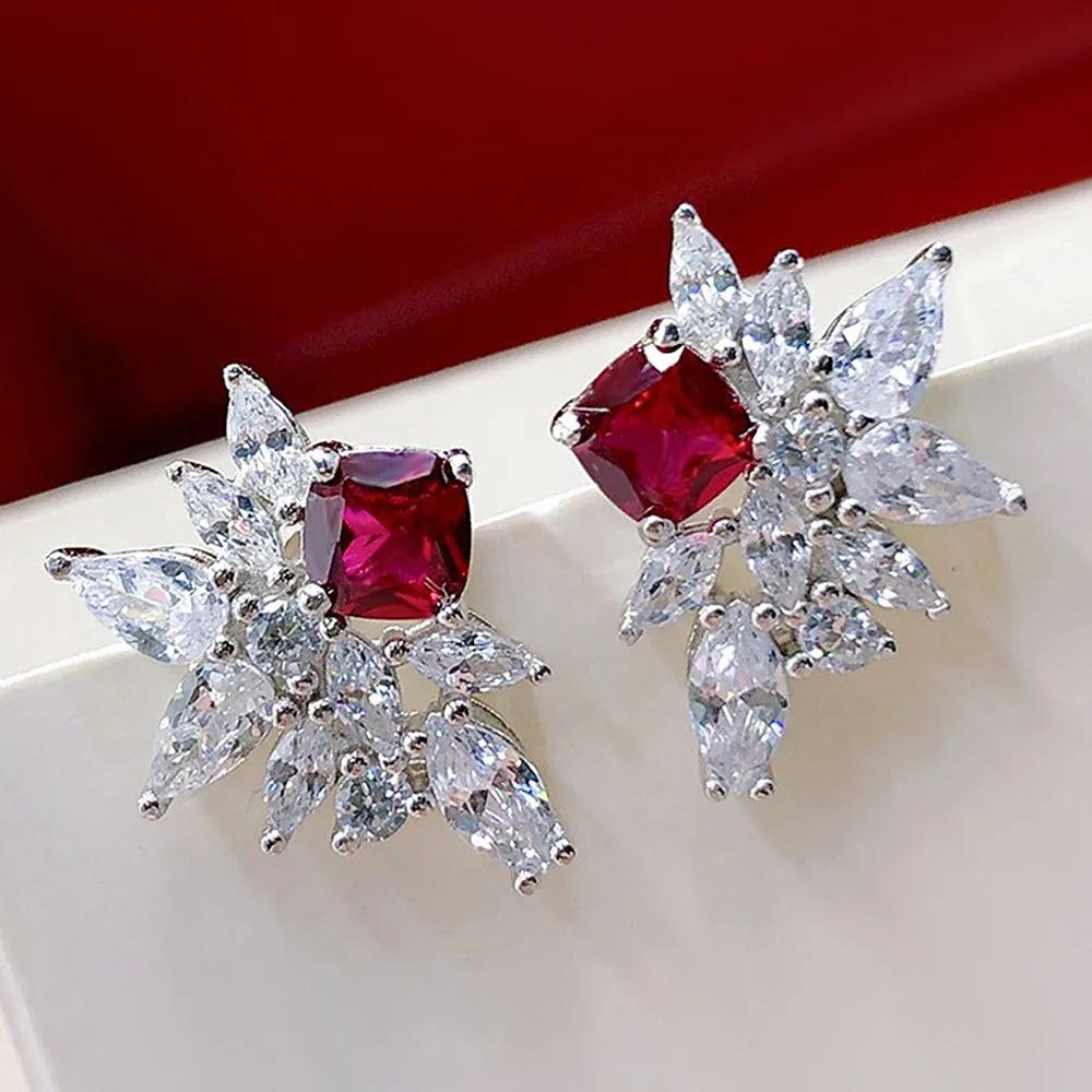 2026 Gorgeous Red CZ Women's Cubic Zirconia Earrings, Bright and Elegant   Engagement Wedding Party Jewelry
