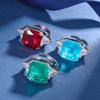 Jewelry Copper Bottom Gold-Plated Imitation Colored Treasure Princess Square 14 * 14 Ring Female