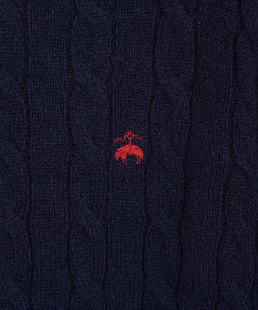 BROOKS BROTHERS Shetland Cable Pullover Sweater (Navy) (Bbwrmog421)