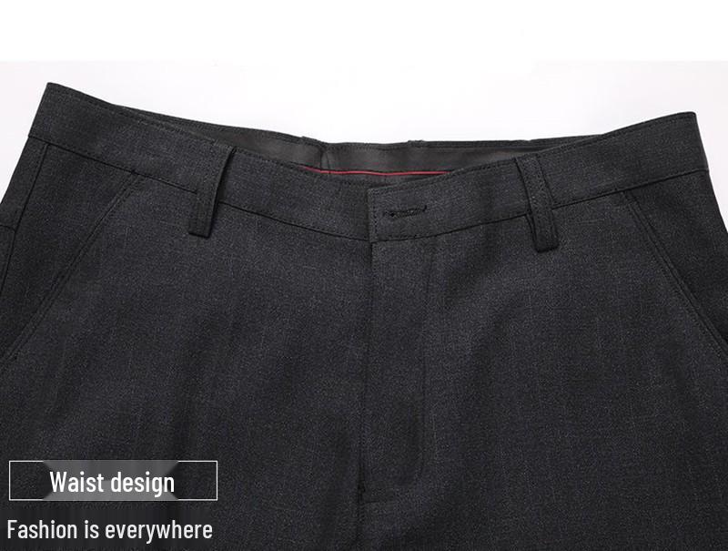 Men's Fleece-Lined Straight-Leg Dress Pants for Autumn & Winter - Casual, Loose, Thickened Style for Middle-Aged & Elderly.