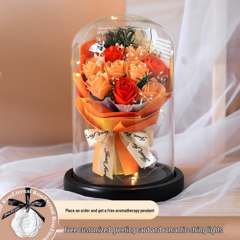 Preserved Rose Bouquet In Glass Dome