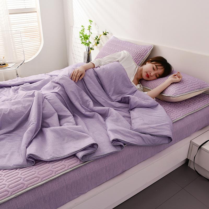 New Pure Color Ice Silk Summer Quilt Four-Piece Latex Bed Cover Cool Silk Air Conditioning Quilt Summer Cool Quilt