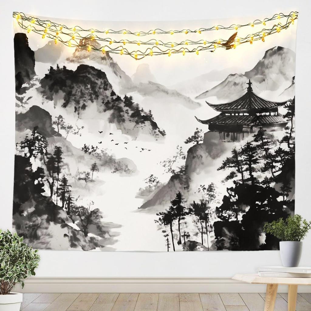 Japanese Girls Geisha Tapestry Large Kids Pink Cherry Blossoms Wall Hanging for Boys Teens Japanese Ukiyoe Wall Blanket Mount