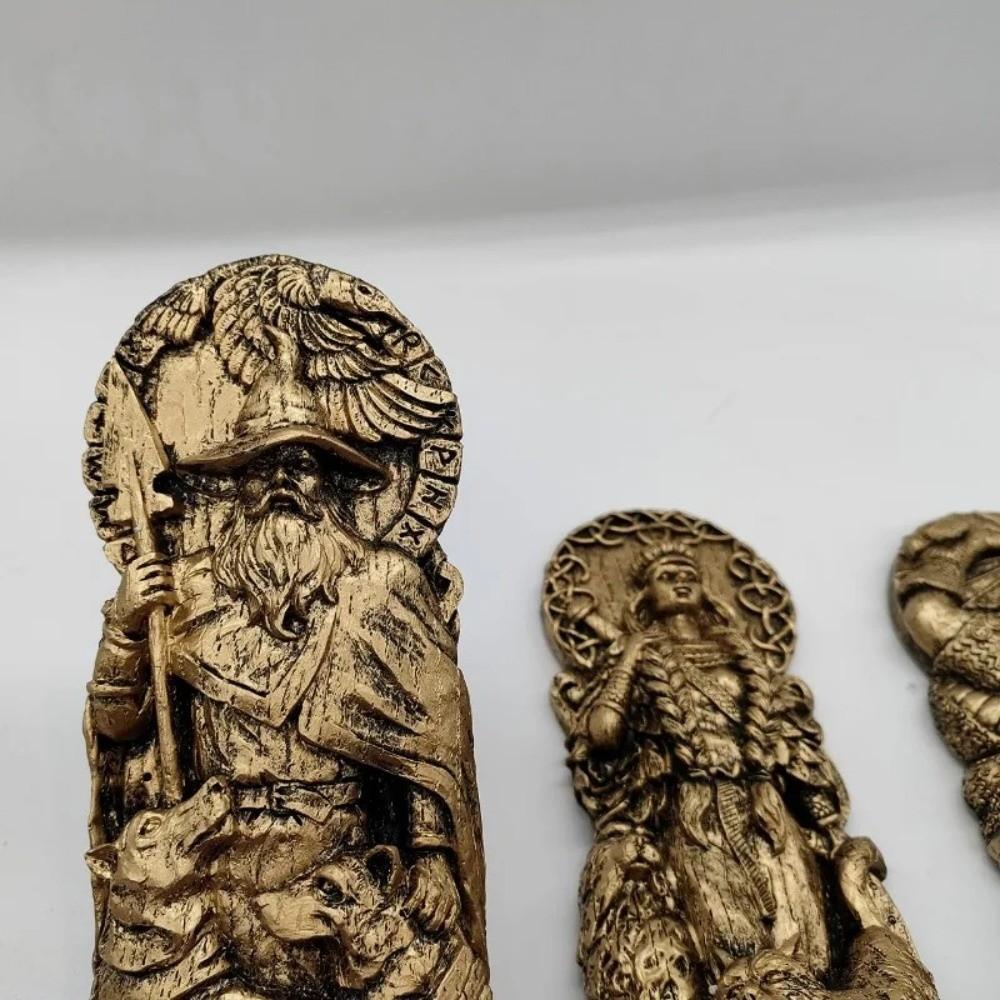 Retro Viking Gods Ornaments Carving Freya Statue Nordic Gods Sculpture Gift for Mythology Lovers