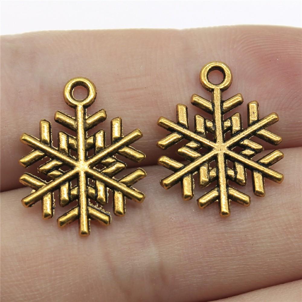 20 Stück Metall Zinklegierung Gemischte Größen Schneeflocken Anhänger Passend für Schmuck Weihnachtsanhänger Komponenten DIY Handgemachtes Basteln