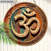 1pc 2D Flat Sign Vibrant Om Symbol Wooden Hanging Sign Wall Hanging Art Decoration Door Decor Garden Courtyard Party Decor Farmhouse Porch Decor Home