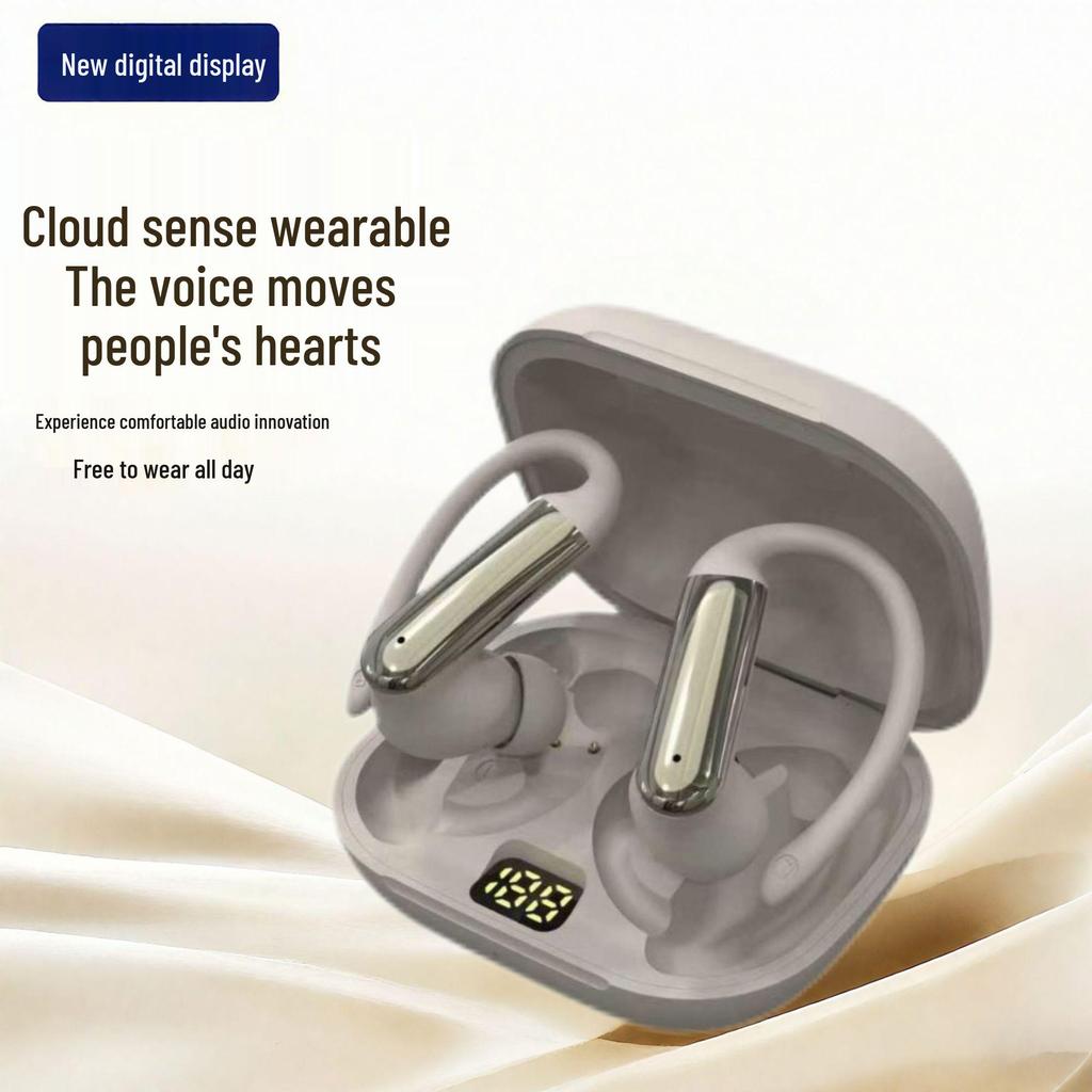 Bluetooth Clip-on Earbuds with Digital Display and Long Battery Life
