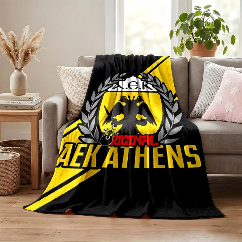 AEK Athens Blanket Flannel Blanket Soft Cozy Plush Throw for Sofa Bed Lightweight Home Decor