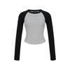 WANNABEZFIT F.H.L Emblem Contrast Slim Fit Long Sleeve Gray & Black