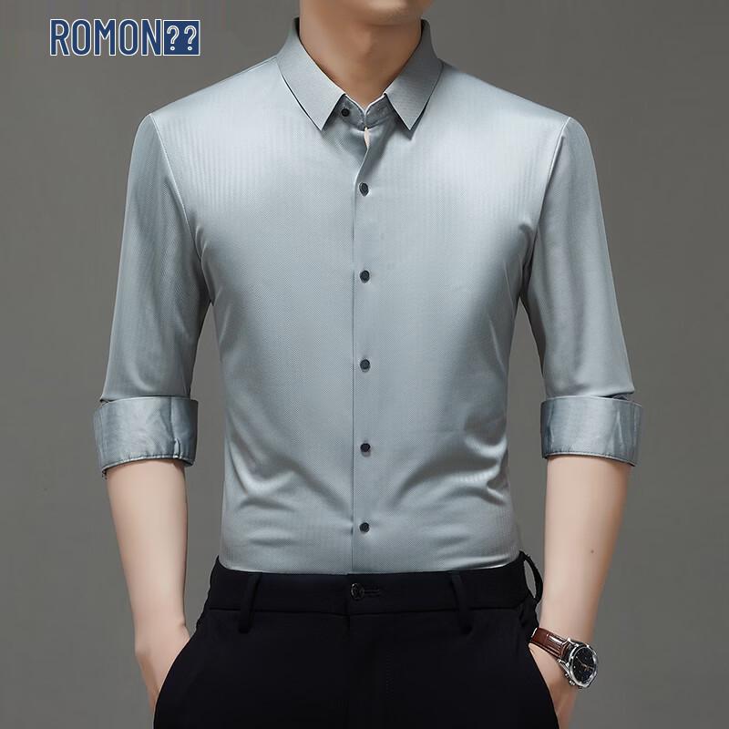 Romon Men s Casual Long Sleeve Striped Shirt 54