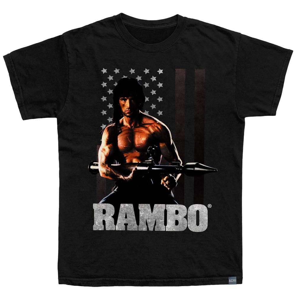 Rambo Printed Tshirt Unisexs Summer Classic Action Movie Pattern Short Sleeved Casual Street Wear Loose Fit Movie Fan Tshirt