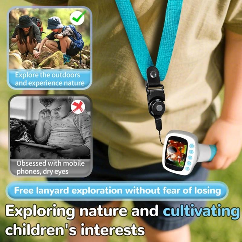 Children Microscope 1000X Magnification 2Inch Color Display Ergonomic Grip Microscope For Backyard Exploration