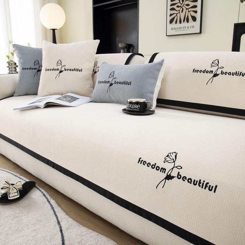 

Sofa Cushion Universal In All Seasons New Non-Slip Straight Row Three-Person Chenille Seat Cushion Summer Cover Advanced Sense 70*70cm