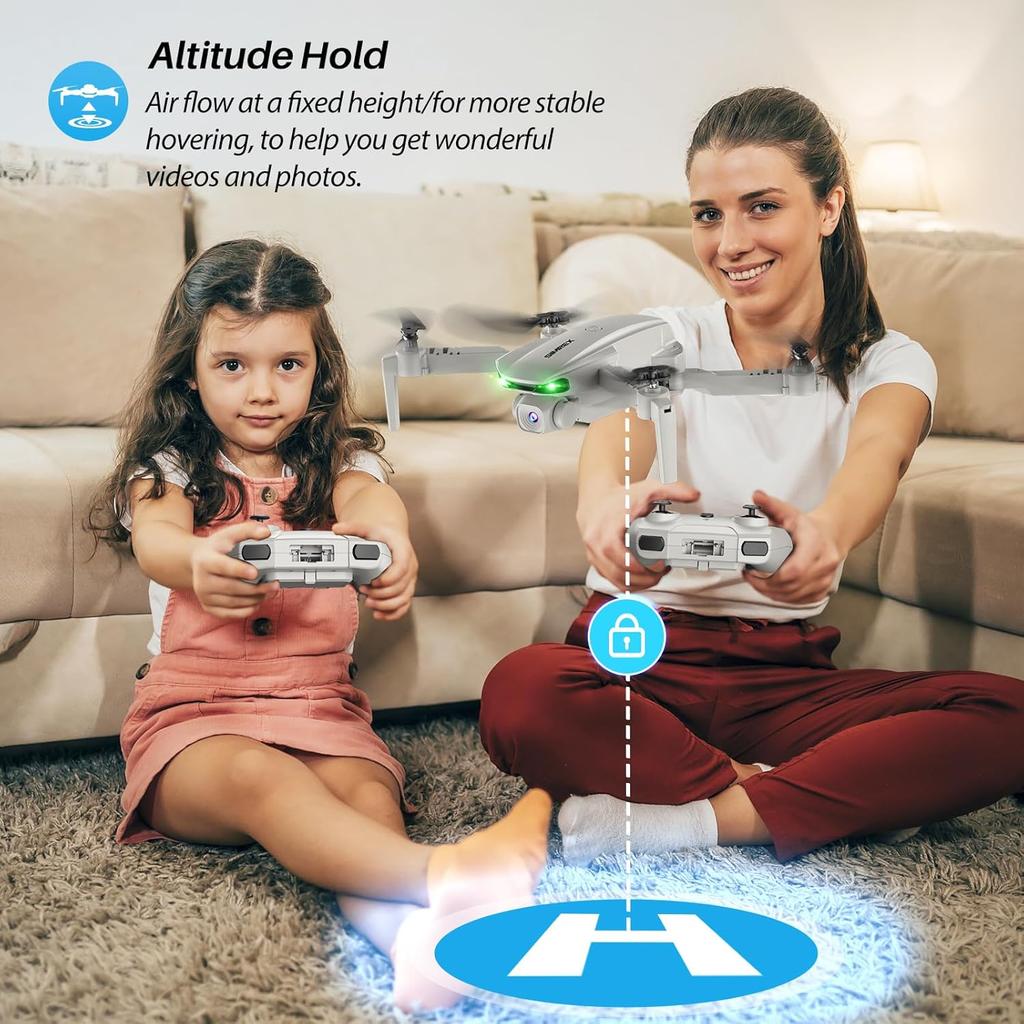Drone With 1080P FPV Camera for Adults - Quadcopter Drone with Hover Stable, Foldable Mini Drones With One Key Start, Waypoint Fly, Headless Mode,