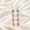 Pink and Blue Zircon Earrings 925 Sterling Silver Gold Plated Teardrop Dangle Earrings for Women, Elegant Party Wedding Jewelry