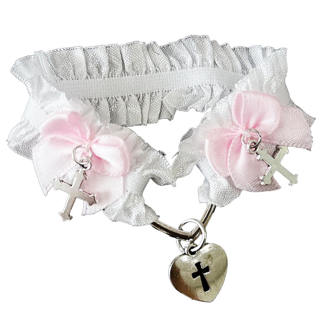 Heart Choker with Ribbon for Plush Toys [White X Pink] Otaku Activity Goods G.triger Plush Clothes for Plushies [Used]