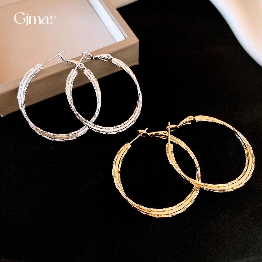 European and American simple multi-layer cross round earrings earrings fashion temperament earrings women