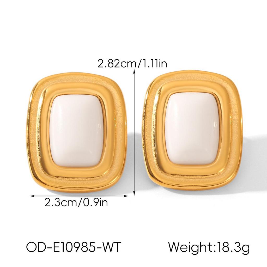 Retro Edelstahl 18k Gold Ohrringe: Nicht verblassende Titan-Ohrstecker, INS-Stil Leichter Luxusschmuck für Frauen