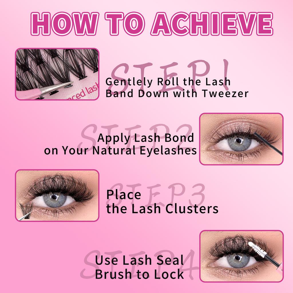 640 Clusters Of Single-Cluster False Eyelashes 10-16Mmdiy Natural Dense D-Curve Self-Grafting