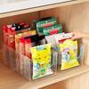 Clear Kitchen Storage Box with Detachable Dividers, Pantry Organizer Bin for Snacks Seasoning Packets, Cabinet Caddy Holder
