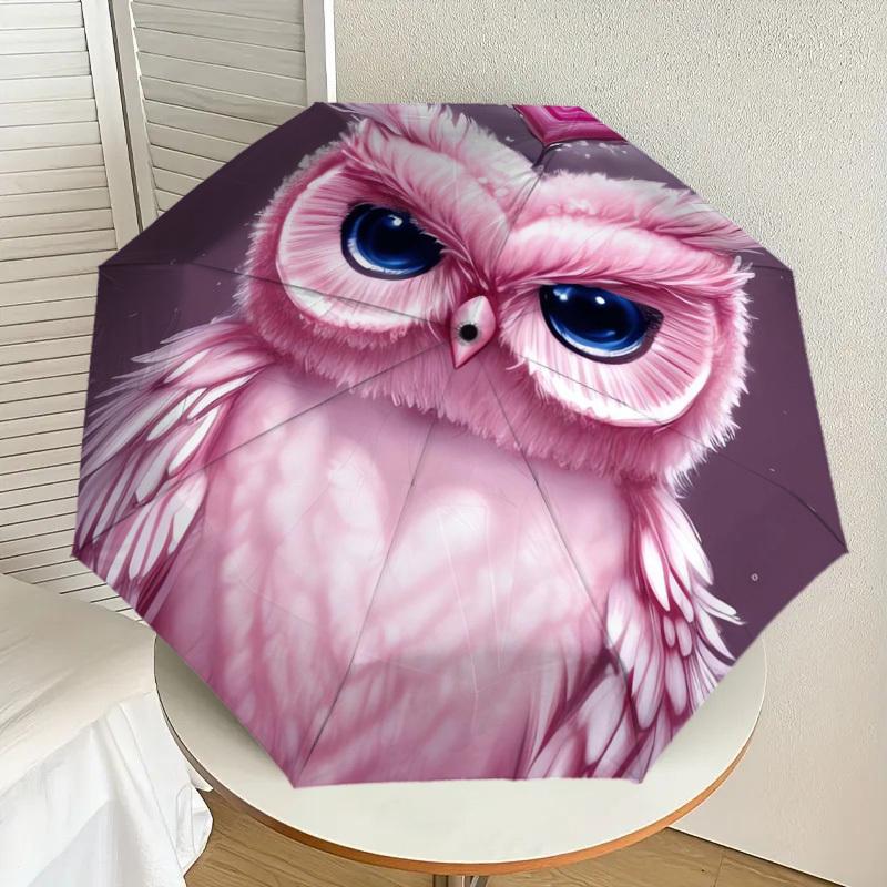 

1pc Pink Owl with Heart Umbrella with Plastic Handle,Suitable for All Seasons Home Travel Outdoor UmbrellaDD719