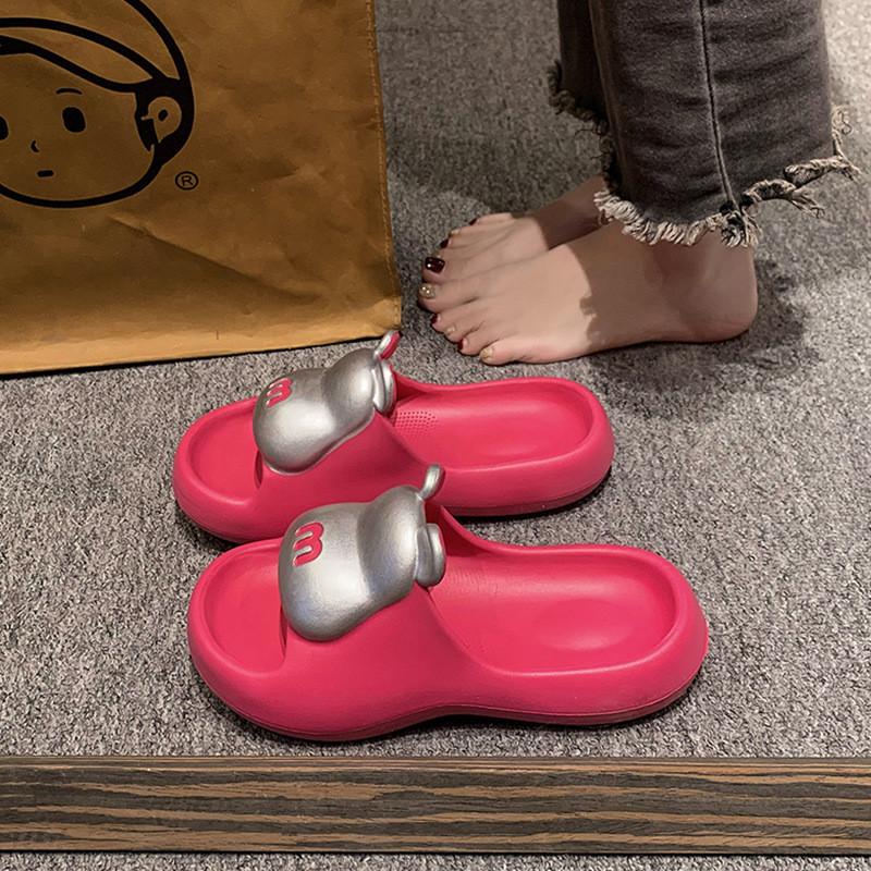 Cute Bear Design Thick Sole Women's Summer Slippers Soft Comfortable Non-slip Flip Flops